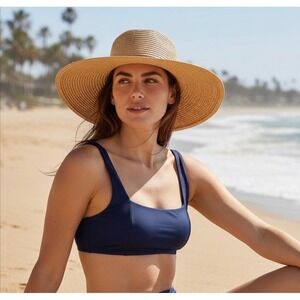 Carve Designs Navy Blue Square Neck Bikini Top Bra Swim Size Small Resortwear